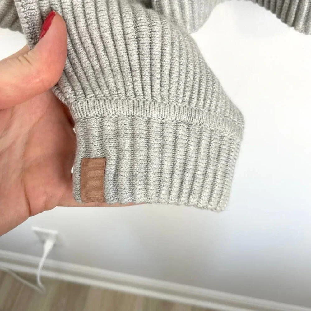 Lunya Cozy Cotton Silk Reversible Ribbed Pullover Sweater Mellow Grey Heather - Picture 9 of 15